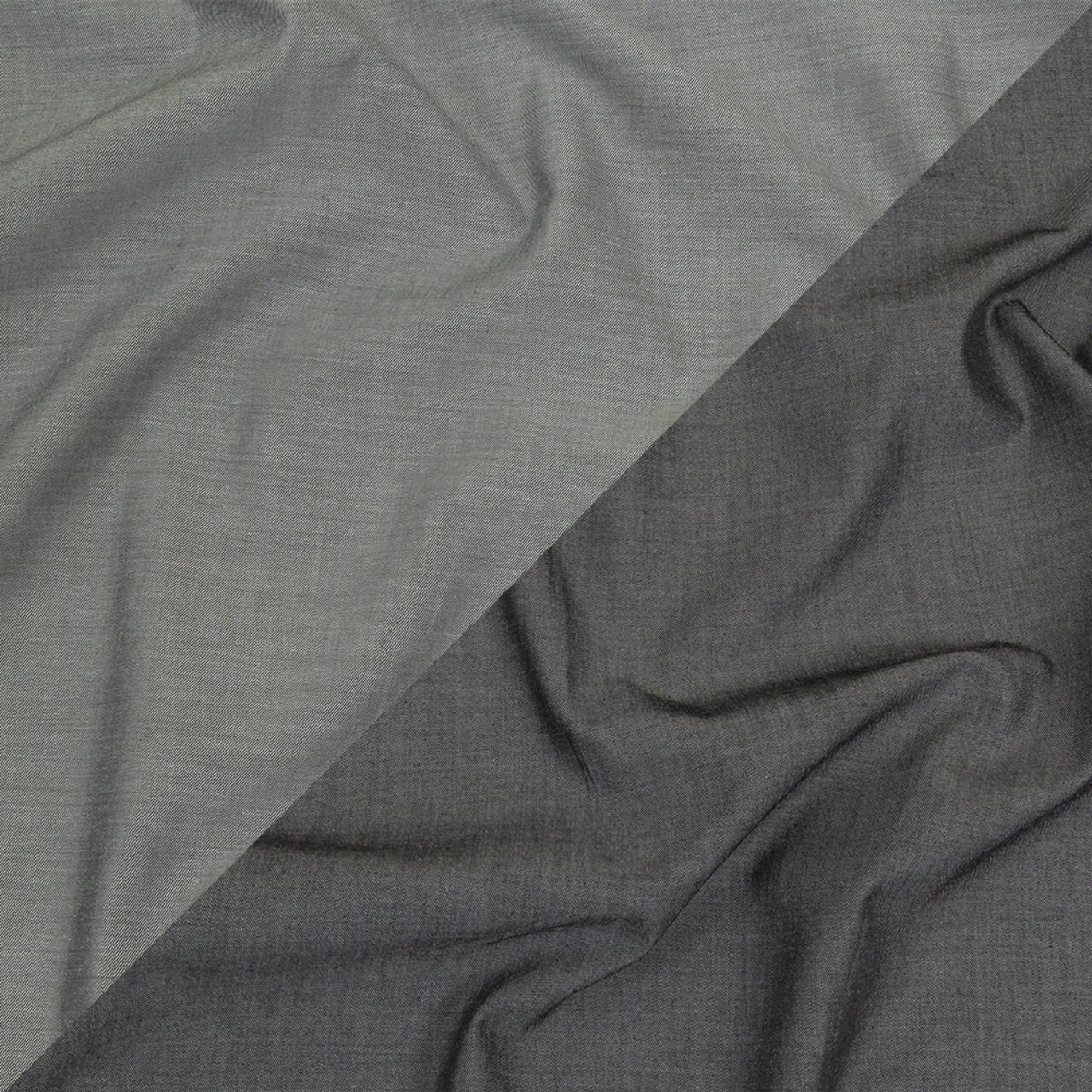 1 Yard Obsidian and Ultimate Gray Double Faced Cotton Twill Shirting Fabric for Apparel